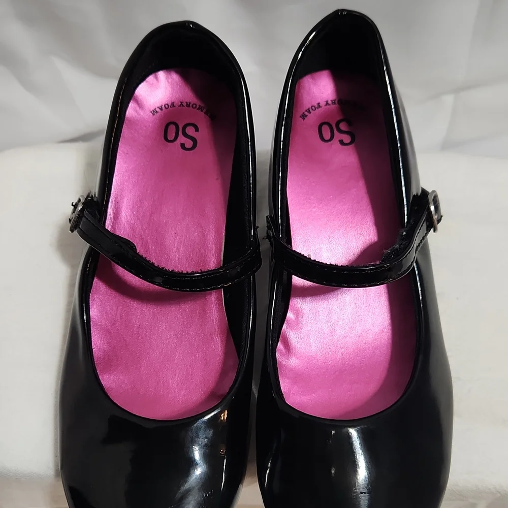 GIRLS SO (214396) TRAPEZE BLACK MARY JANE SHOES SIZE 2M